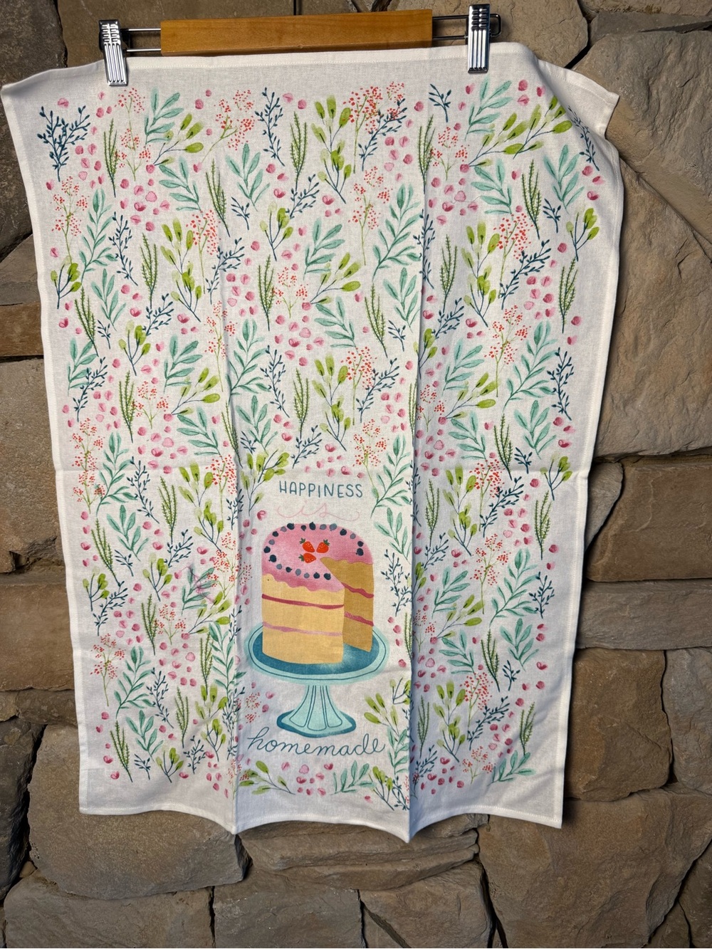 New🌟Anthropologie-Floral 'Happiness Homemade' Cake Tea Towel